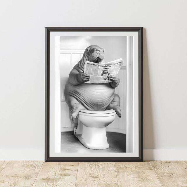 60 SECOND MAKEOVER Walrus On The Toilet Animal Print - Size: A4 - image 1