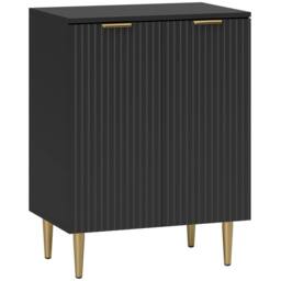 Wyld Haus Sutto Black Etched Sideboard 2 Ribbed Doors Gold Accents - thumbnail 2