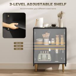 Wyld Haus Sutto Black Etched Sideboard 2 Ribbed Doors Gold Accents - thumbnail 6