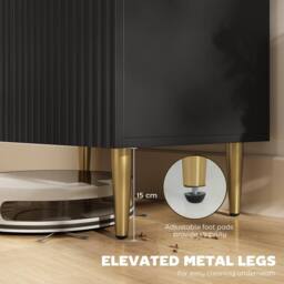 Wyld Haus Sutto Black Etched Sideboard 2 Ribbed Doors Gold Accents - thumbnail 7