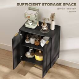 Wyld Haus Sutto Black Etched Sideboard 2 Ribbed Doors Gold Accents - thumbnail 5