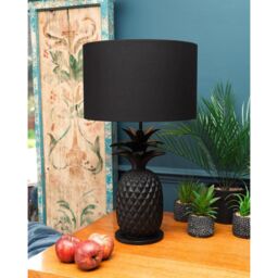 Madison & Mayfair Black & Gold Pineapple Lamp with Matching Shade - thumbnail 1