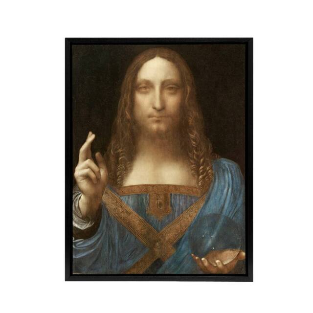 "Artery8 Da Vinci Salvator Mundi Jesus World Saviour Framed Canvas Wall Art Print - Size: W12"" x H16""" - image 1