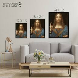 "Artery8 Da Vinci Salvator Mundi Jesus World Saviour Framed Canvas Wall Art Print - Size: W12"" x H16""" - thumbnail 4