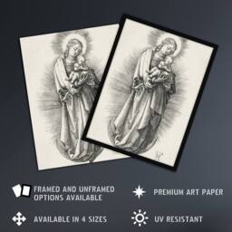 "Artery8 The Virgin on the Crescent Moon Durer Wall Art Poster Print in White - Size: W12"" x H16""" - thumbnail 2