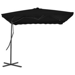 Berkfield Home Outdoor Parasol with Steel Pole Black 250x250x230 cm - Size: 250 x 250 x 230 cm - thumbnail 1