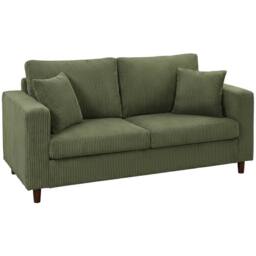 HOMCOM Loveseat Sofa with Wide Seat, Corduroy Upholstered, Green - Size: 2 Seater - thumbnail 2