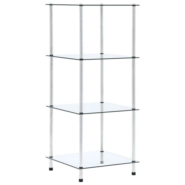 Berkfield Home 4-Tier Shelf Transparent 40x40x100 cm Tempered Glass in Clear - Size: 40 x 40 x 100 cm - image 1