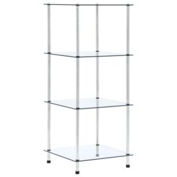 Berkfield Home 4-Tier Shelf Transparent 40x40x100 cm Tempered Glass in Clear - Size: 40 x 40 x 100 cm
