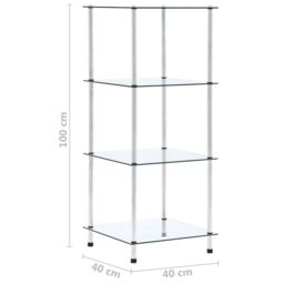 Berkfield Home 4-Tier Shelf Transparent 40x40x100 cm Tempered Glass in Clear - Size: 40 x 40 x 100 cm - thumbnail 5