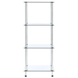 Berkfield Home 4-Tier Shelf Transparent 40x40x100 cm Tempered Glass in Clear - Size: 40 x 40 x 100 cm - thumbnail 2