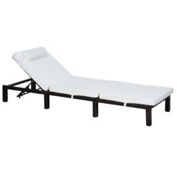OUTSUNNY Garden Rattan Furniture Recliner Lounger Sun Reclining Daybed Patio in Cream - thumbnail 2