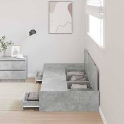 Berkfield Home Modern Storage Bed Frame Concrete Grey 90 x 200 cm Engineered wood - thumbnail 4