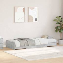 Berkfield Home Modern Storage Bed Frame Concrete Grey 90 x 200 cm Engineered wood - thumbnail 2