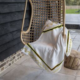 Benjamin Tate Design Ancient Egyptian Gold Border Blanket in Natural - Size: 120 cm x 150 cm - thumbnail 4