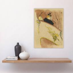 "Artery8 Box Sit with Gilded Mask Sketch Vintage Wall Art Print Lautrec in Beige - Size: W18"" x H24""" - thumbnail 4
