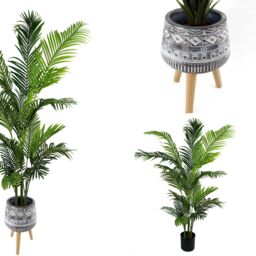 Pegdev 180cm Artificial Palm Tree in Black Pot for Home or Garden in Green - thumbnail 4
