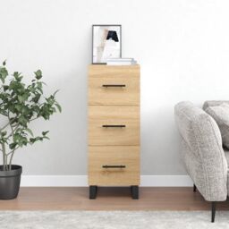 Berkfield Home Sideboard Sonoma Oak 34.5x34x90 cm Engineered Wood in Brown - thumbnail 1