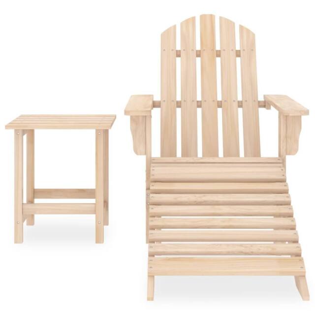 Berkfield Home Garden Adirondack Chair with Ottoman & Table Solid Fir Wood in Beige - image 1