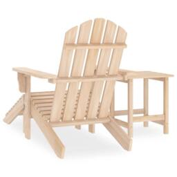 Berkfield Home Garden Adirondack Chair with Ottoman & Table Solid Fir Wood in Beige - thumbnail 4