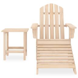 Berkfield Home Garden Adirondack Chair with Ottoman & Table Solid Fir Wood in Beige - thumbnail 1