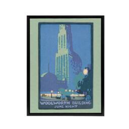 "Artery8 Woolworth Building June Night Elmer Framed Canvas Wall Art Print in Blue - Size: W18"" x H24""" - thumbnail 1
