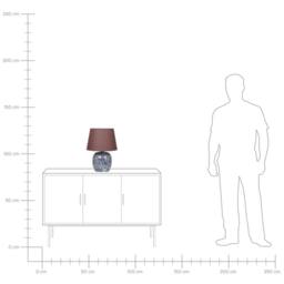 Wyld and Coco Bluehaven Blue White Porcelain Bedside Lamp Brown Linen Shade 53cm - thumbnail 7