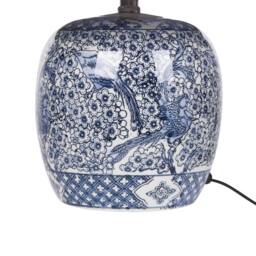 Wyld and Coco Bluehaven Blue White Porcelain Bedside Lamp Brown Linen Shade 53cm - thumbnail 5