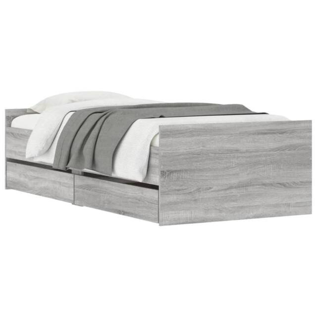 Berkfield Home Modern Bed Frame with Drawers without Mattress Grey Sonoma 90x200 cm - image 1