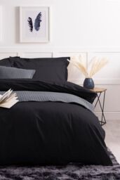 Belledorm Egyptian Cotton 200 Thread Count Duvet Cover in Black - Size: Single - thumbnail 1