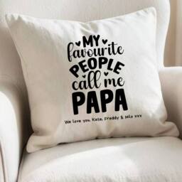 Aye Do Gifts Men's Personalised My Favourite People Call Me Papa Cushion - Birthday Gift in Cream - thumbnail 1