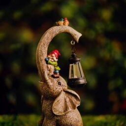 Marco Paul Large Elephant Garden Ornament with Solar Lantern in Grey - thumbnail 5