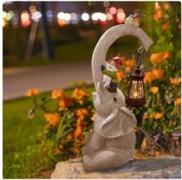 Marco Paul Large Elephant Garden Ornament with Solar Lantern in Grey - thumbnail 6