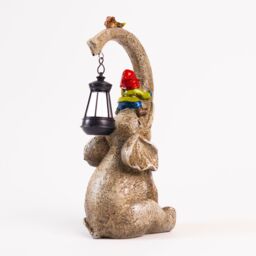 Marco Paul Large Elephant Garden Ornament with Solar Lantern in Grey - thumbnail 7