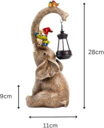 Marco Paul Large Elephant Garden Ornament with Solar Lantern in Grey - thumbnail 2