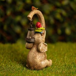 Marco Paul Large Elephant Garden Ornament with Solar Lantern in Grey - thumbnail 3
