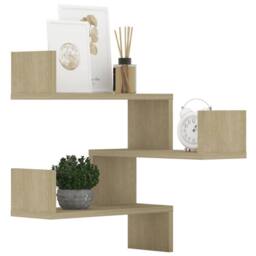 Berkfield Home Wall Corner Shelf 2 pcs Sonoma Oak 40x40x50 cm Engineered Wood in Tan - Size: 40 x 40 x 50 cm - thumbnail 4