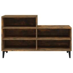 Berkfield Home Shoe Cabinet Smoked Oak 102x36x60 cm Engineered Wood in Brown - Size: 102 x 36 x 60 cm - thumbnail 3
