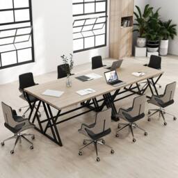 NESTLUNE Large Industrial Office Desk 150 CM Computer Desk in Brown - Size: 100 cm x 15 cm - thumbnail 3