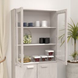 Berkfield Home Top for Highboard HAMAR White 85x35x100 cm Solid Wood Pine - Size: 85 x 35 x 100 cm - thumbnail 6