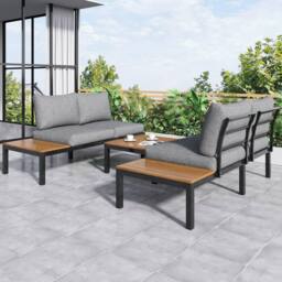 Direct Wicker Outdoor L-Shaped Corner Sofa Garden Lounge Set in Grey - Size: 4 Person - thumbnail 5