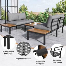 Direct Wicker Outdoor L-Shaped Corner Sofa Garden Lounge Set in Grey - Size: 4 Person - thumbnail 3