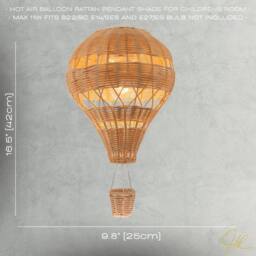 Happy Homewares Quirky Hot Air Balloon Natural Rattan Easy Fit Pendant Lighting Shade in Brown - thumbnail 7