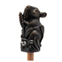 Jardinopia Harvest Mouse On Corn Cane or Stake Topper - L4 x W4.5 x H9 cm in Bronze - thumbnail 2
