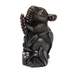 Jardinopia Harvest Mouse On Corn Cane or Stake Topper - L4 x W4.5 x H9 cm in Bronze - thumbnail 1