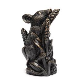 Jardinopia Harvest Mouse On Corn Cane or Stake Topper - L4 x W4.5 x H9 cm in Bronze - thumbnail 6