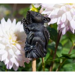 Jardinopia Harvest Mouse On Corn Cane or Stake Topper - L4 x W4.5 x H9 cm in Bronze - thumbnail 4