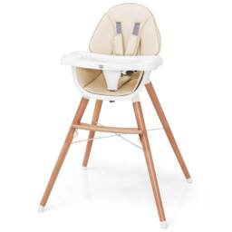 Costway Wooden Toddler Dining Chair Highchair With 5 Point Harness in Beige - thumbnail 9