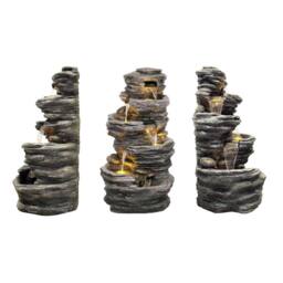 Primrose 4 Tier Rock Pool Cascading Water Feature Lights Indoor Outdoor H100cm in Stone - thumbnail 3