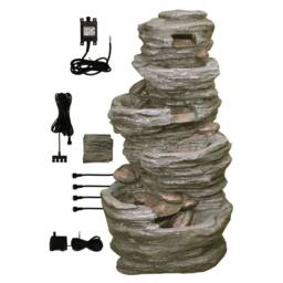 Primrose 4 Tier Rock Pool Cascading Water Feature Lights Indoor Outdoor H100cm in Stone - thumbnail 4